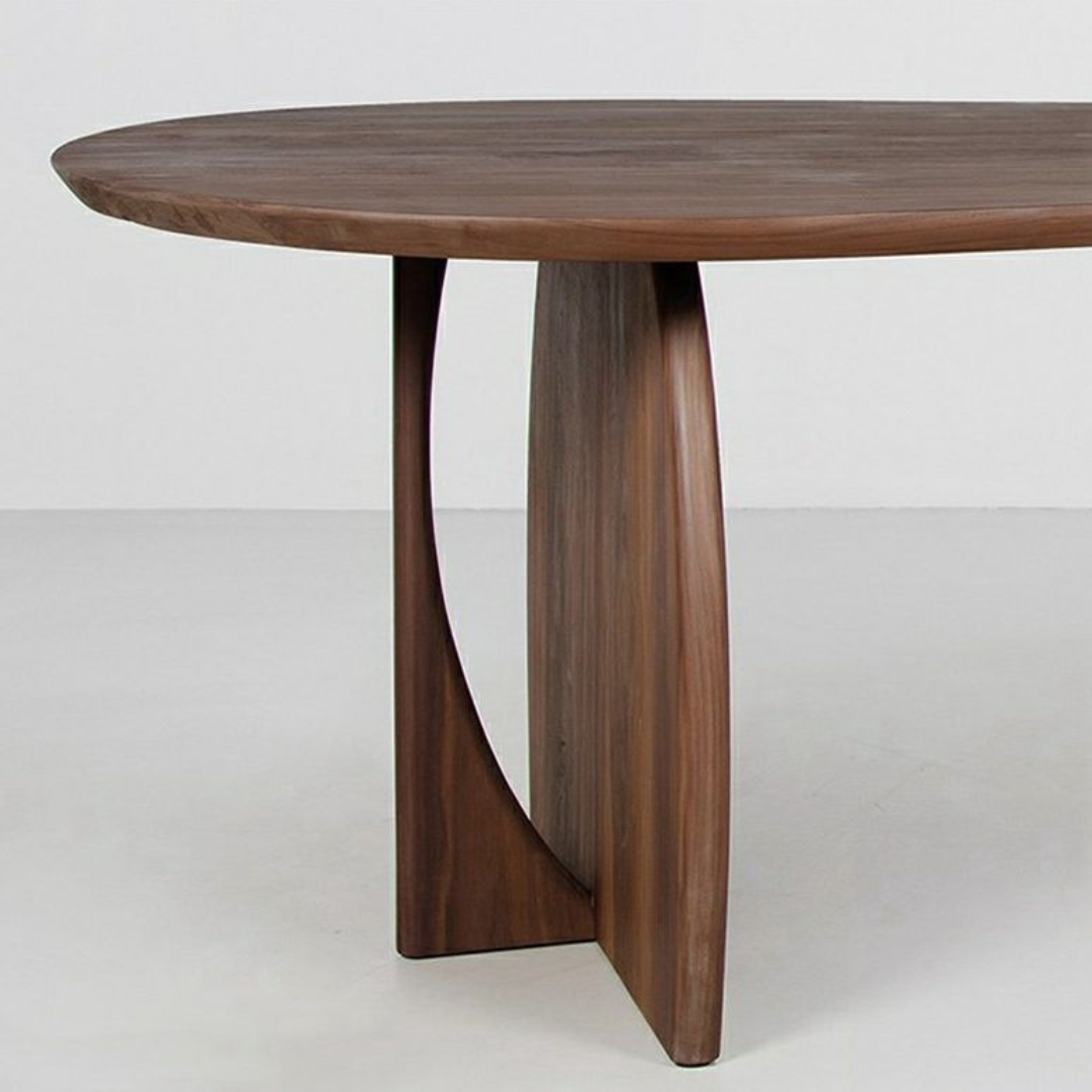 Abstract Round Walnut Dining Room Table