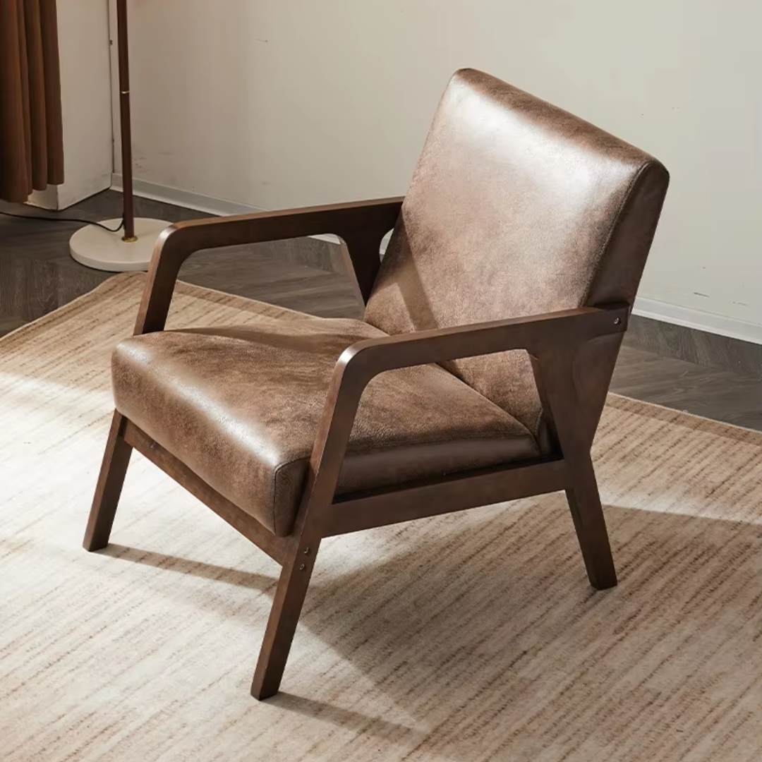 Armchair Brown Leather SIDE VIEW