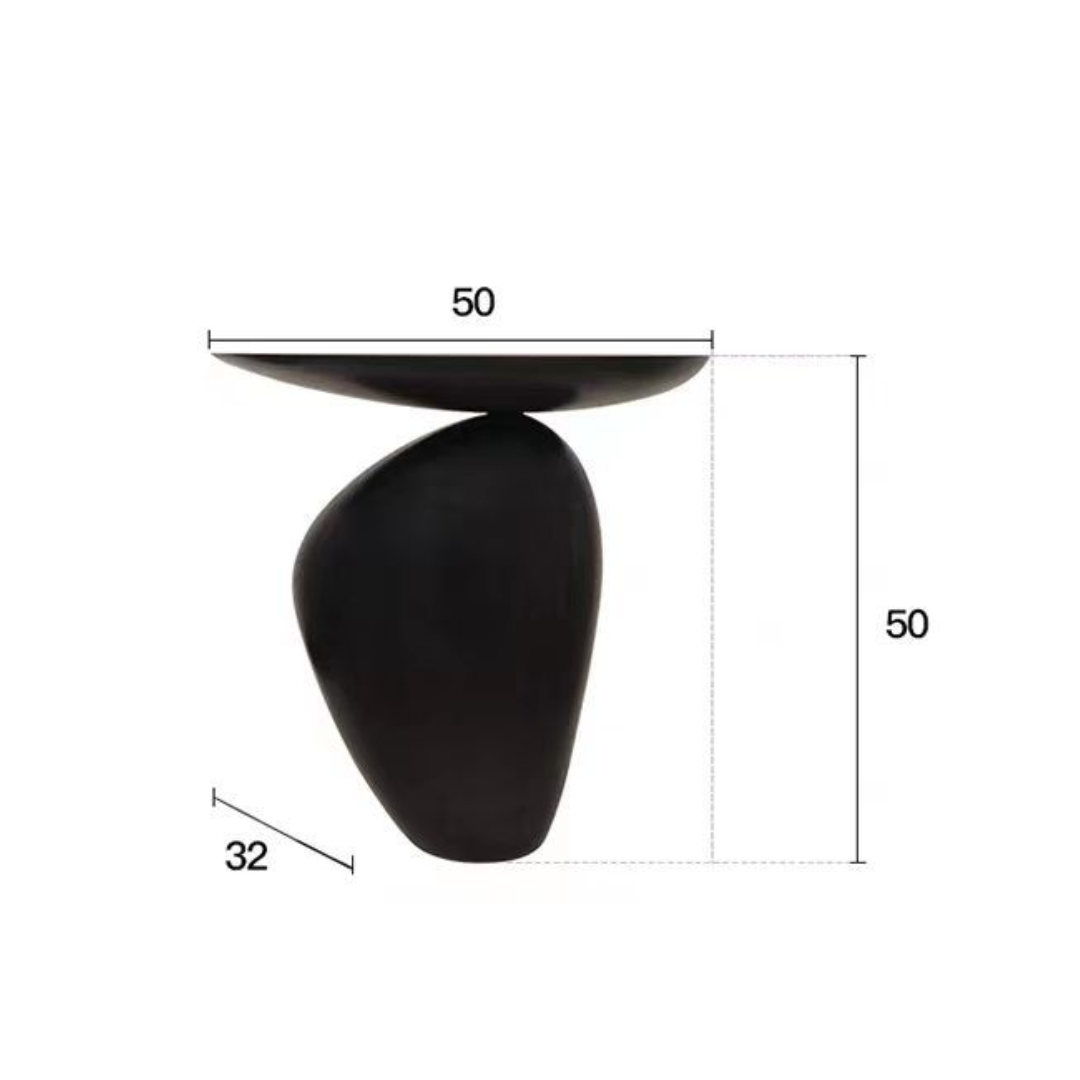 Black Stone Shape Living Room Side Table dimension guide