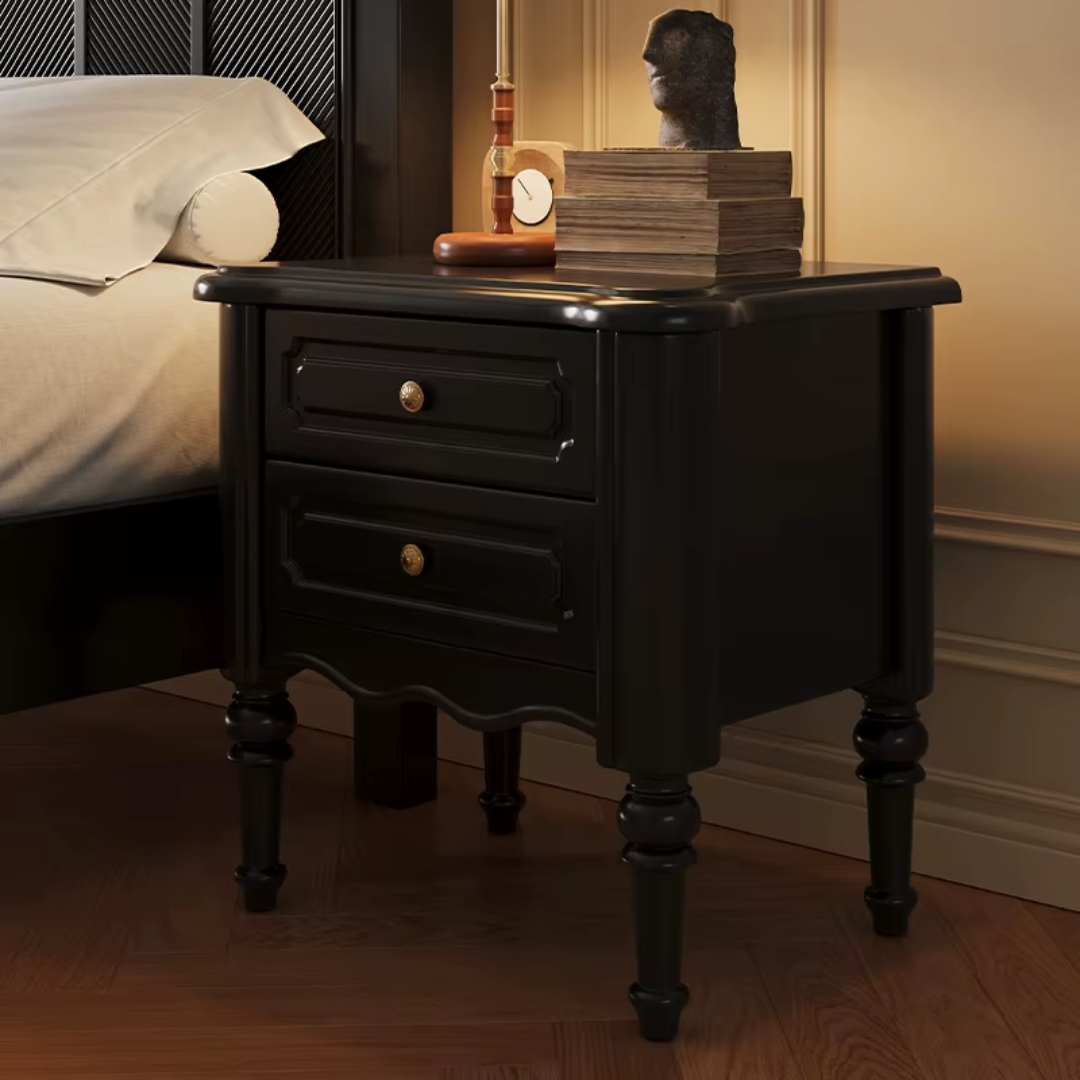 Black Contemporary Bedside Table side view