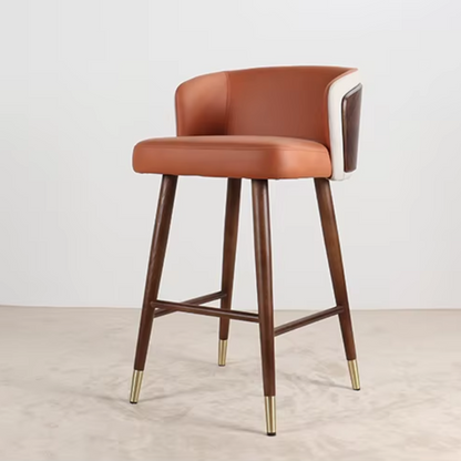 Brown Bar Stool With Back Leather 