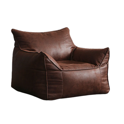 Brown Leather Bean Bag Armchair against the white background