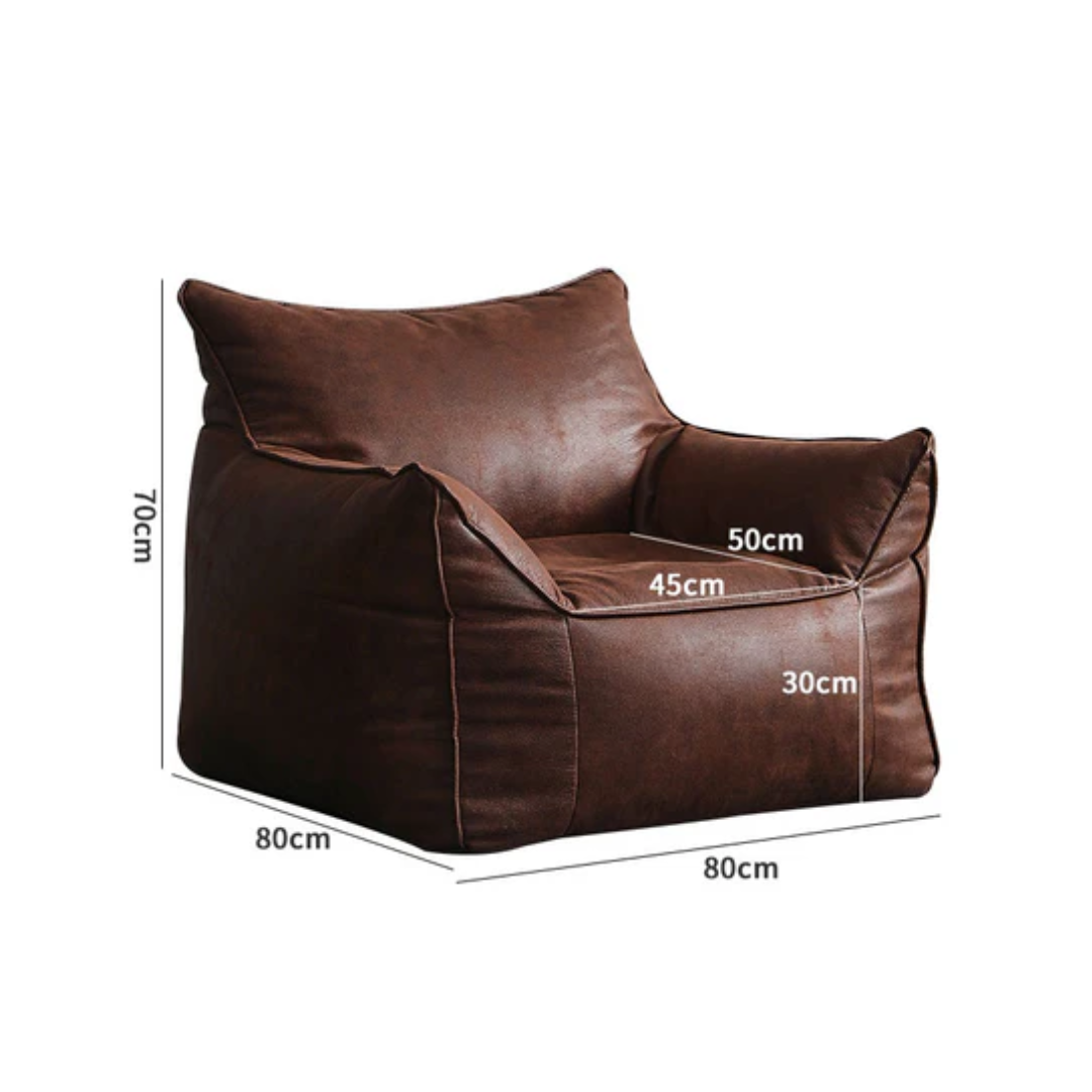 Brown Leather Bean Bag Armchair size dimensions