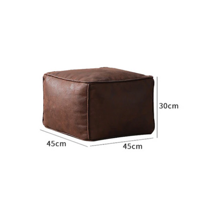 Brown Leather Bean Bag Armchair foot rest dimensions