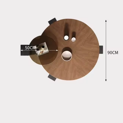 size dimensions of the thick walnut tabletop on coffee table