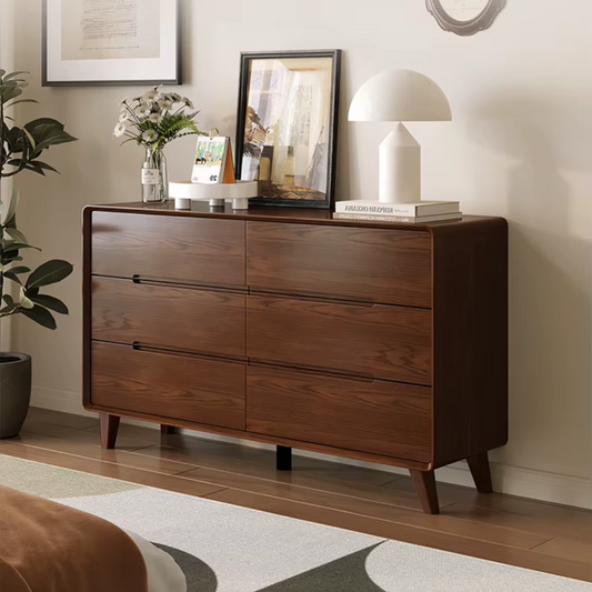 Dark Wood Large Chest Of Drawers front view