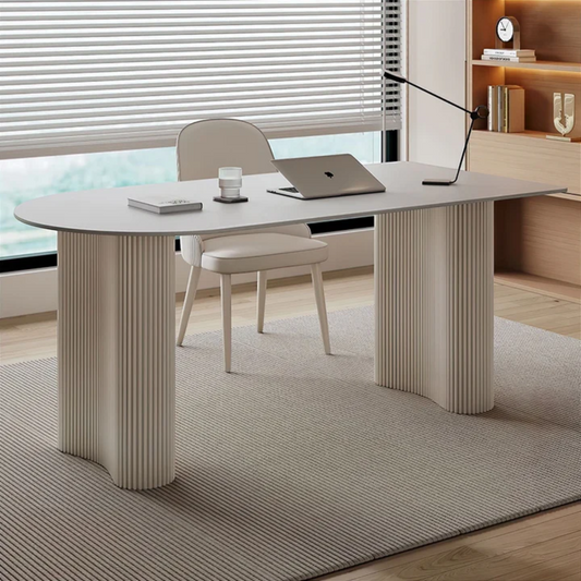 Large Modern Curved Desk White front view