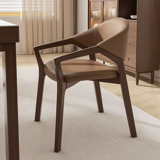 Side view of modern leather dining chair