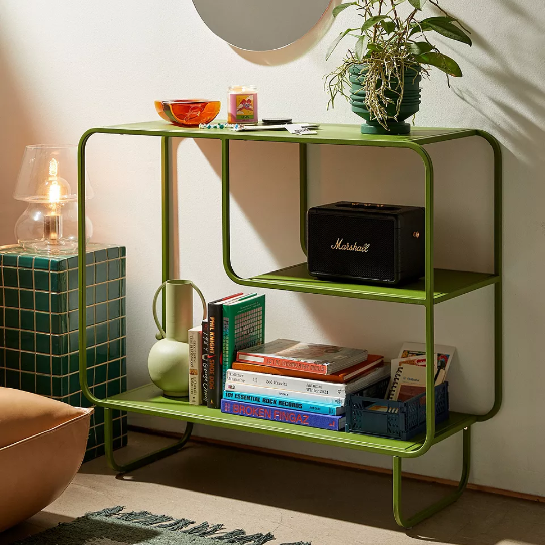 Mid Century Green Storage Console Table