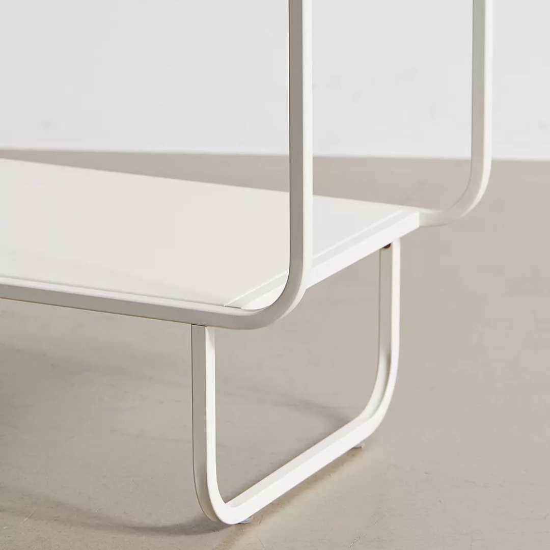 Mid Century White Storage Console Table close up