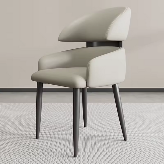 Front view of Modern Grey Leather Dining Chair