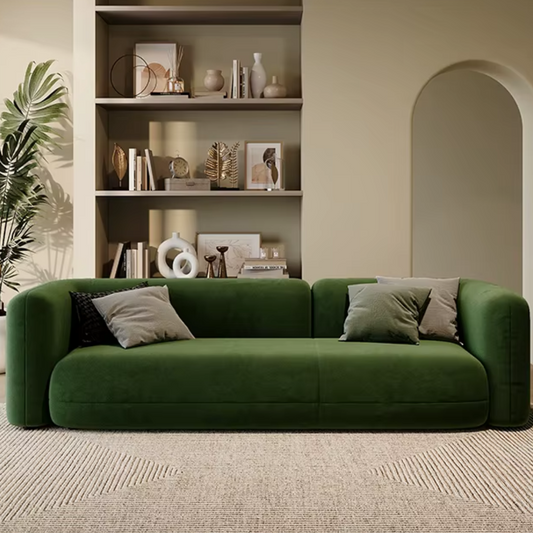 Front view of modern green modular sofa