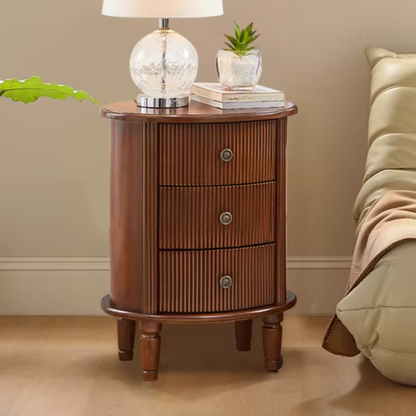 Modern Mid Century Bedside Table Circular side view