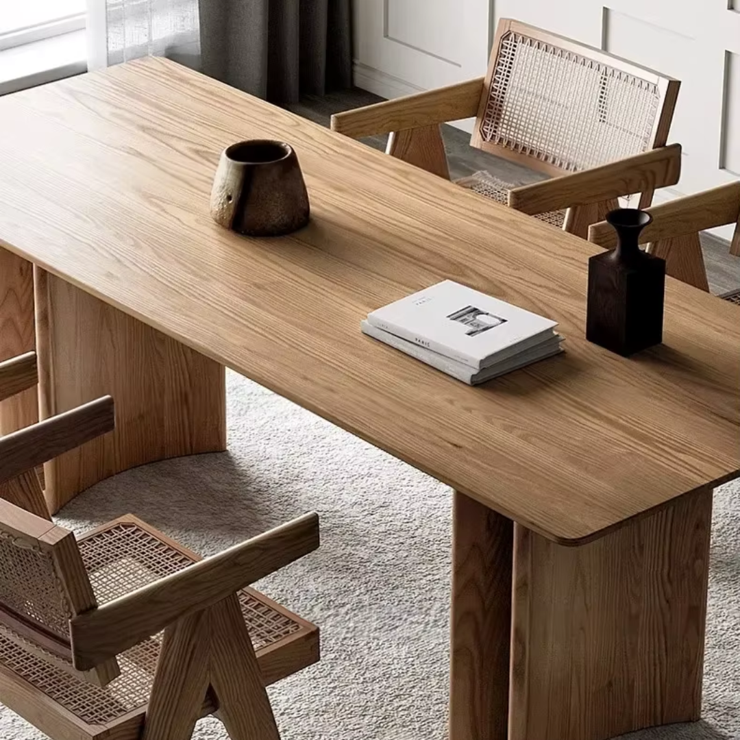 Modern Solid Wood Kitchen Table close up of the table top