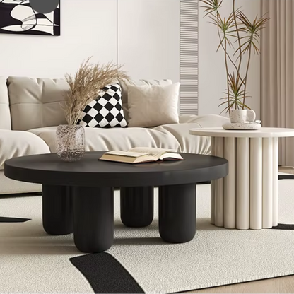 Front view of modern wood black coffee table