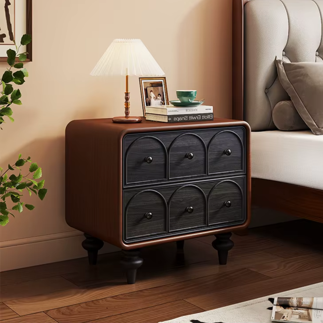 Retro Mid Century Bed Side Table black variant side view