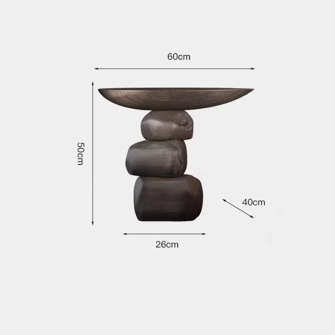 Sculptural Stacked Stone Side Table  size dimensions