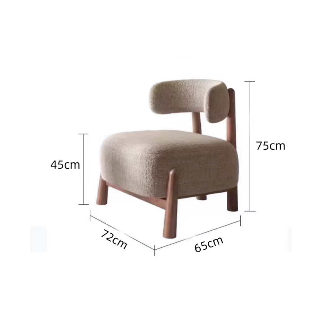 Modern funky accent chair with sienna oak finish