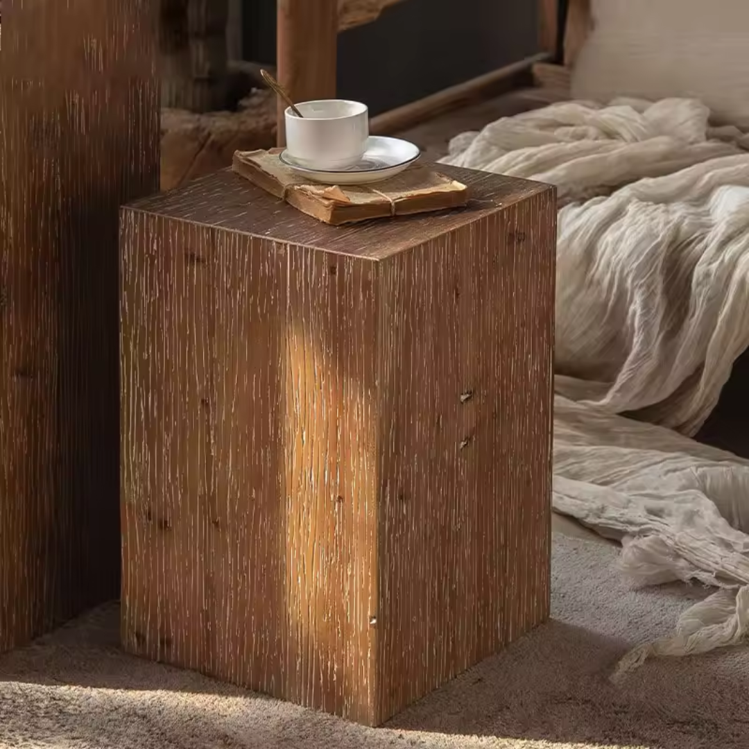 Classic wooden pedestal side table