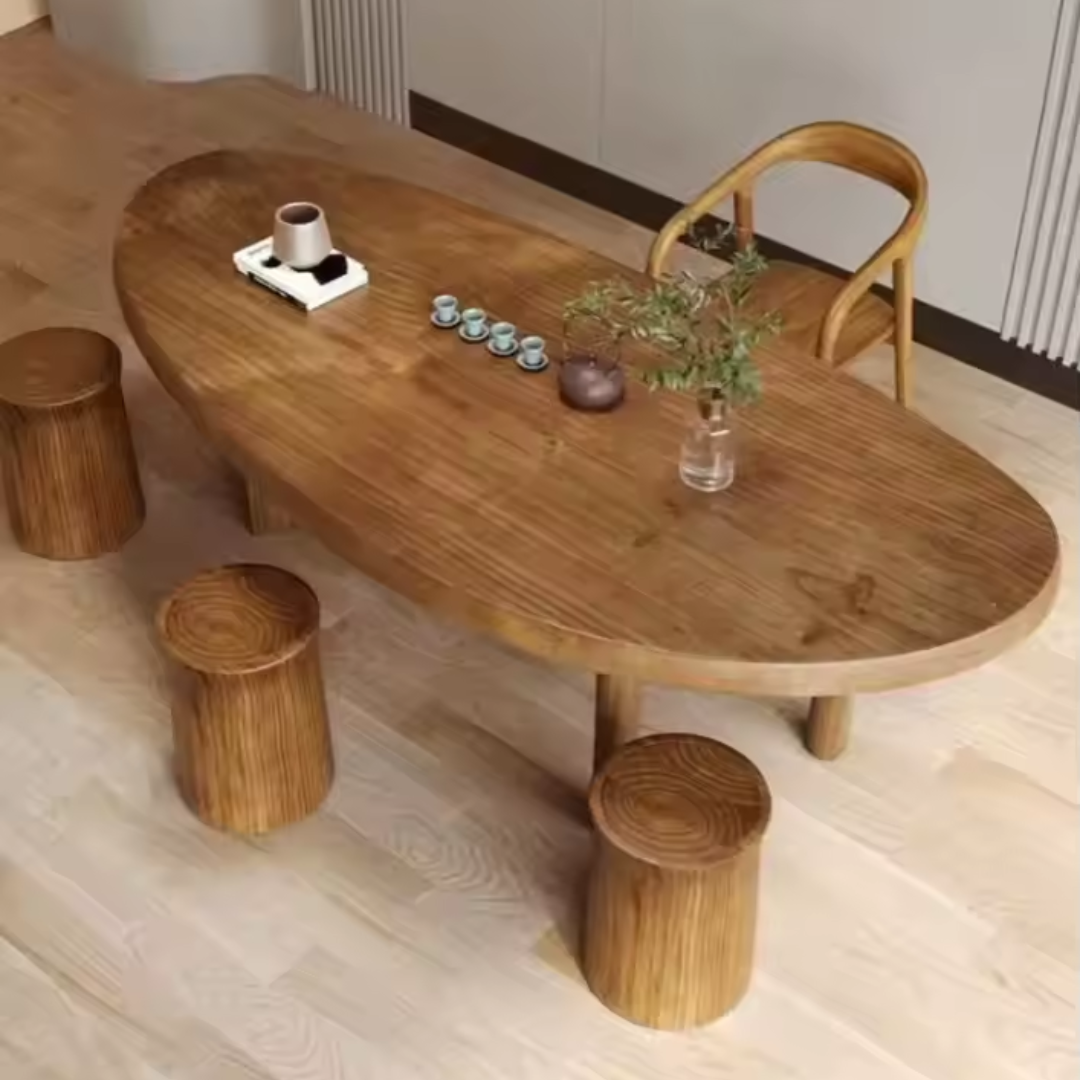 Solid Premium Wood Oval Walnut Dining Table