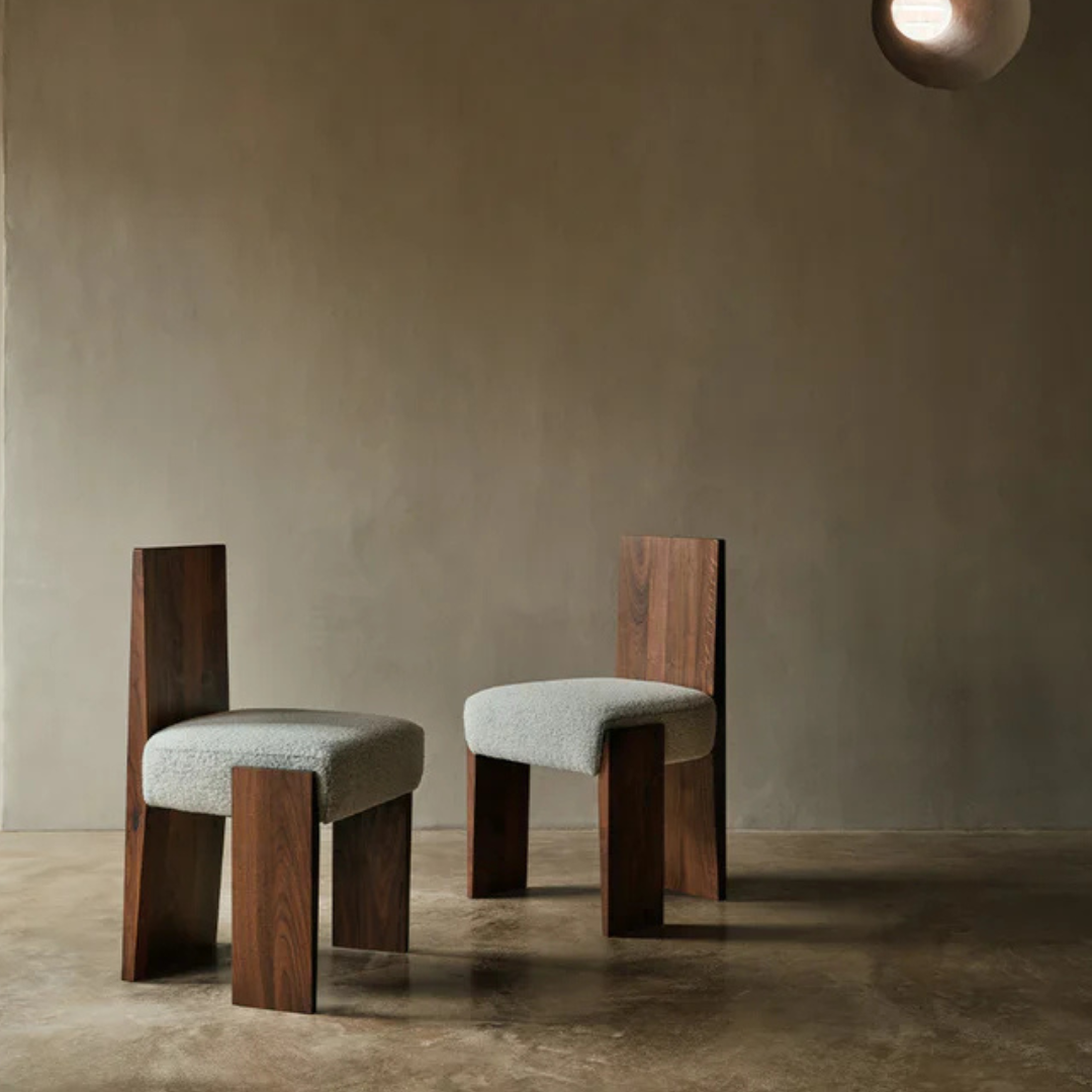 Solid Wood Modern Armless Dining Chair in a studio aesthetic