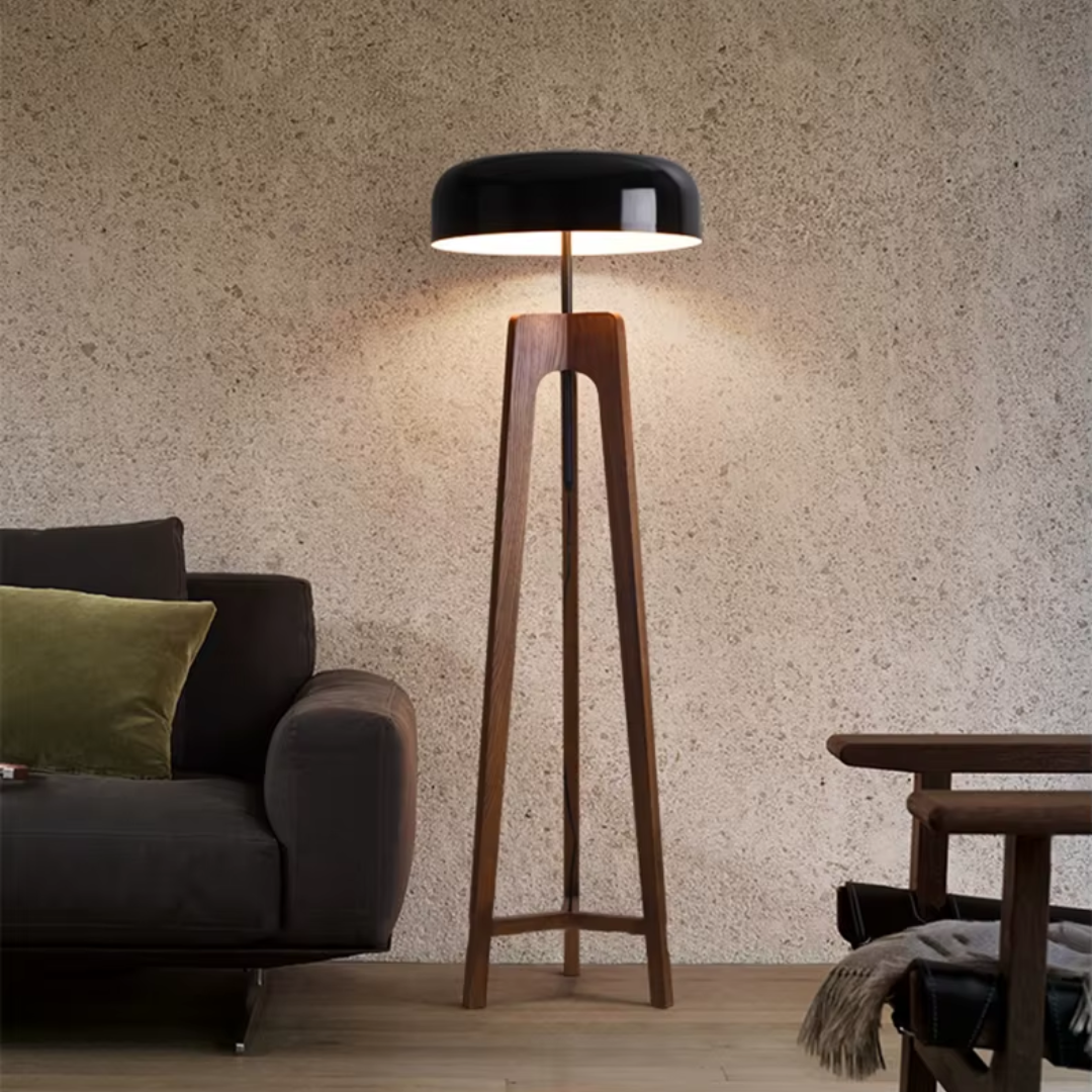 Solid Wood Modern Mid Century Floor Lamp front view main image