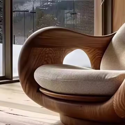 Solid Wood Scandinavian Style Armchair close up view