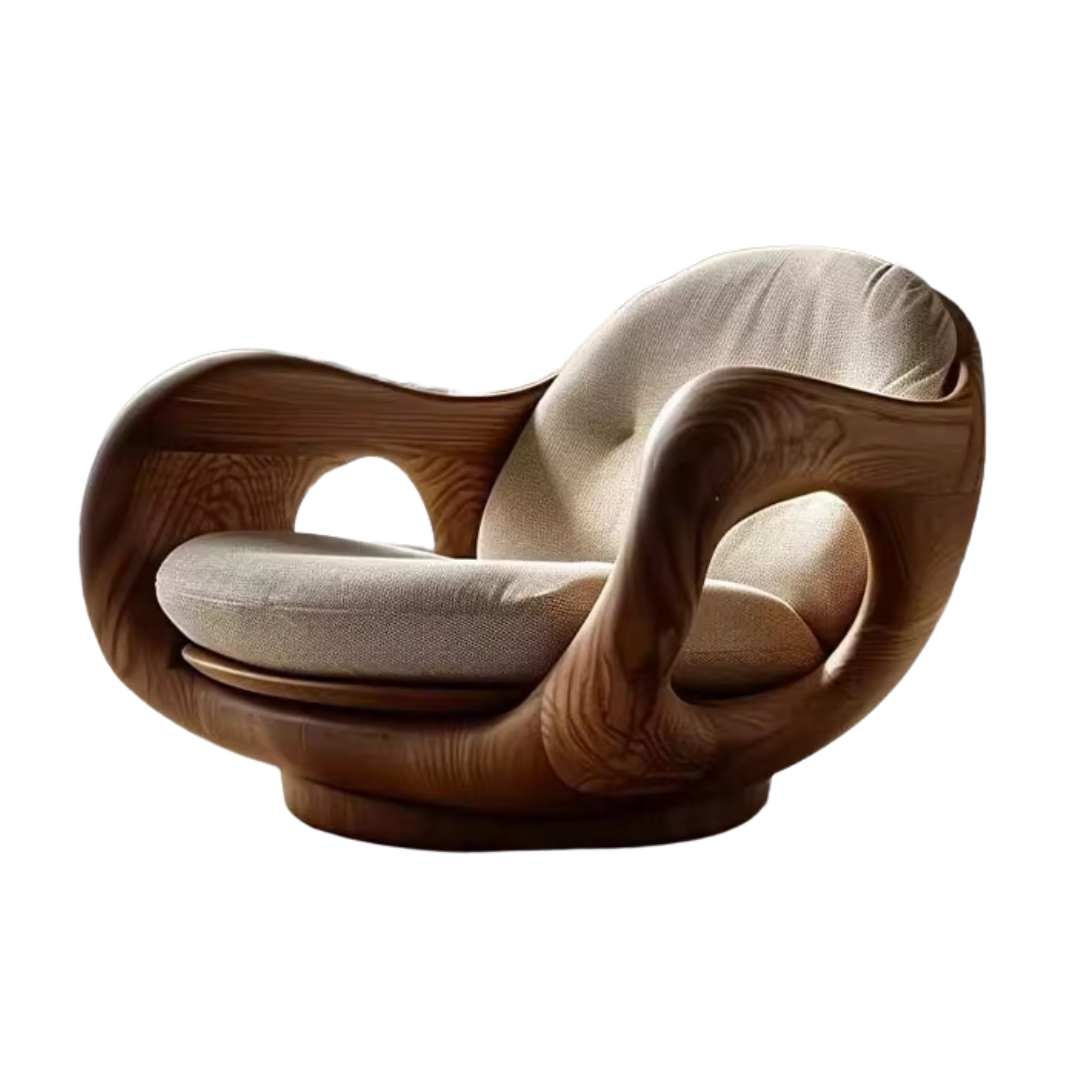 Solid Wood Scandinavian Style Armchair against a  white background