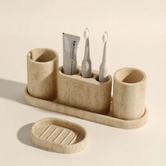 Stone Bathroom Holder Accessories set  front view 