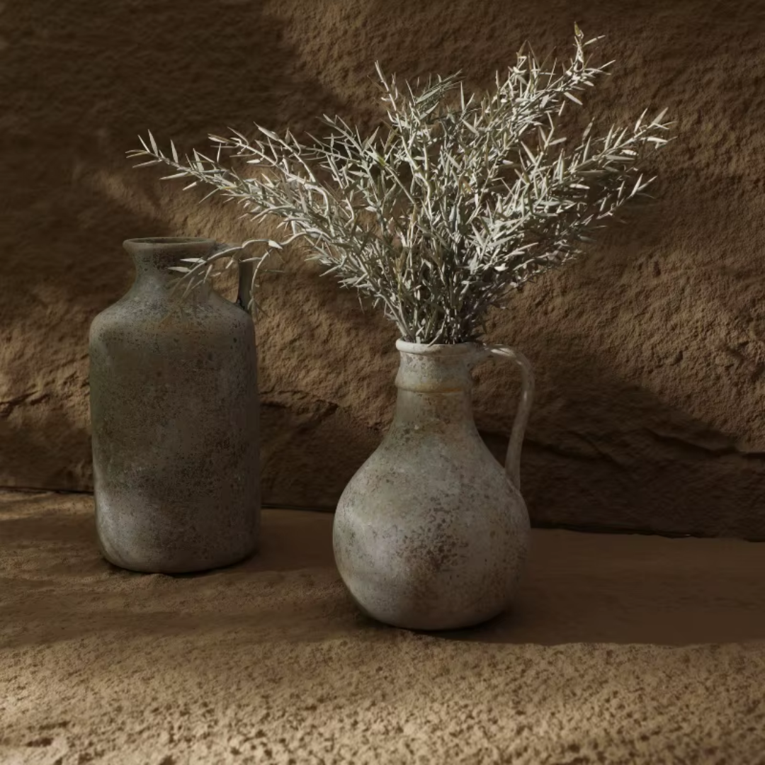 Stone Textured Rustic Vase front view