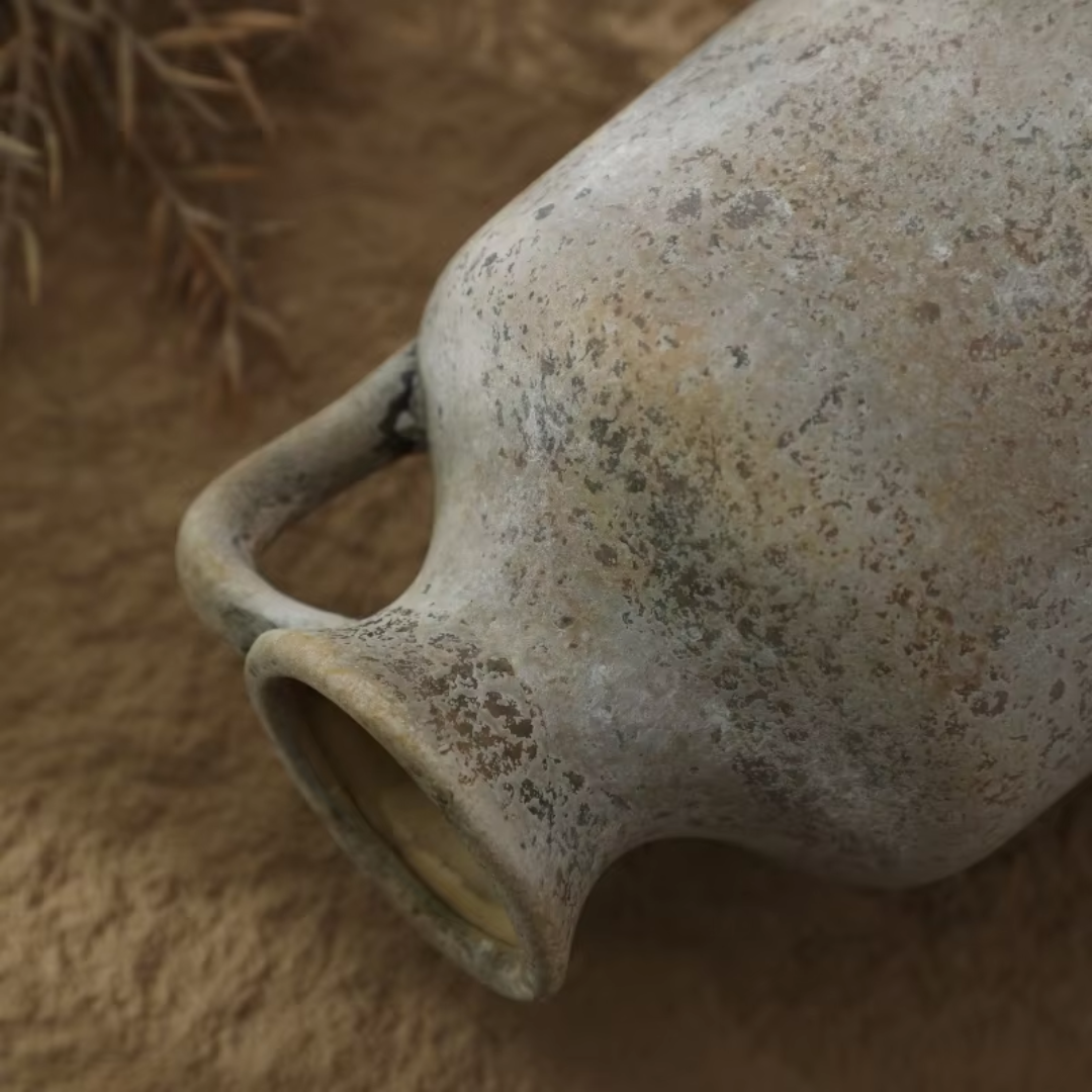 Stone Textured Rustic Vase flat lay close up view