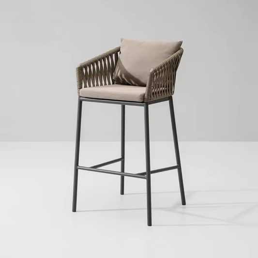 Taupe Outdoor Wicker Bar Stool