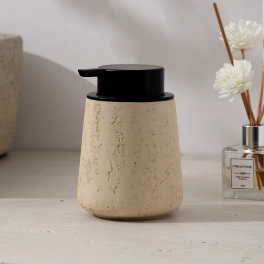 Textured Ceramic Soap Dispenser beige view