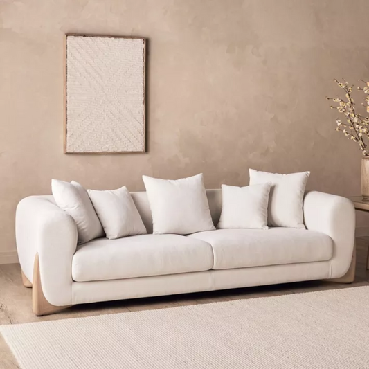 Three Seater Cream Boucle Sofa