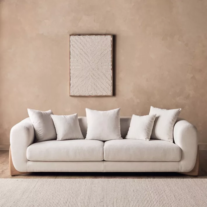 Three Seater Cream Boucle Sofa