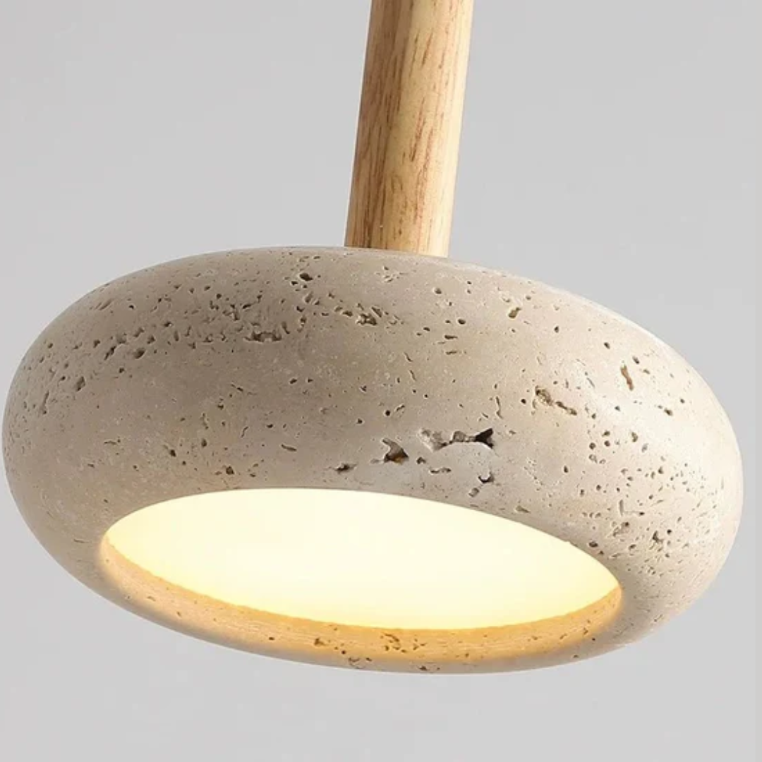 Travertine Stone Hanging Pendant Light close up view