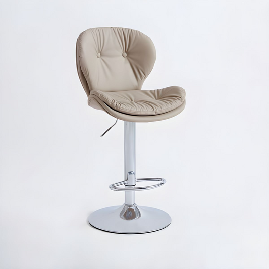 Upholstered Leather Swivel Bar Stool  front view taupe variant