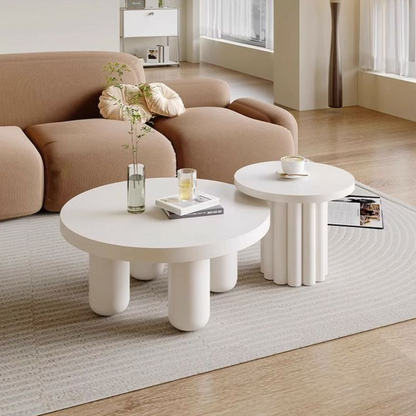 White Wooden Coffee Table Set birds eye view