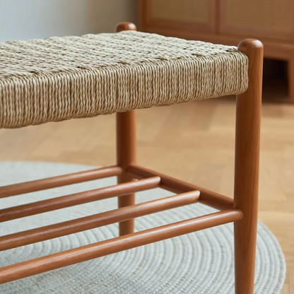 Wicker Shoe Storage Bench close up of the wicker detail