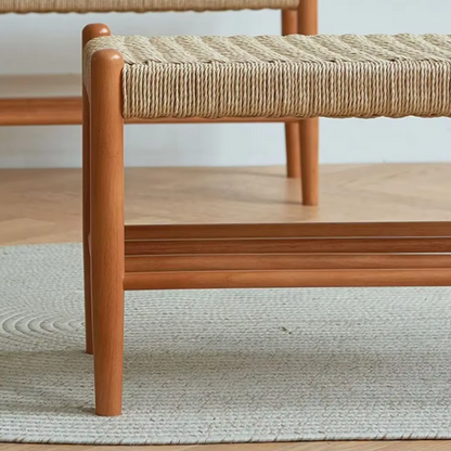 Wicker Shoe Storage Bench close up of the wood frame