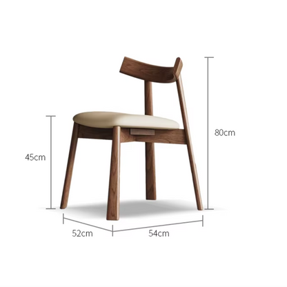 a size dimension guide for the wood frame upholstered leather dining chair