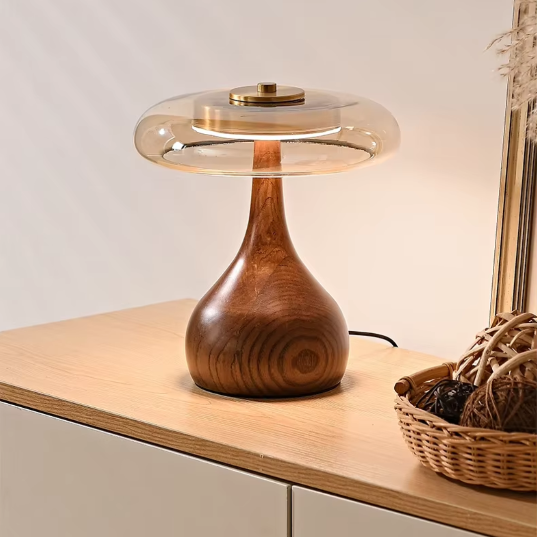 Wood Base Rustic Table Lamp front view