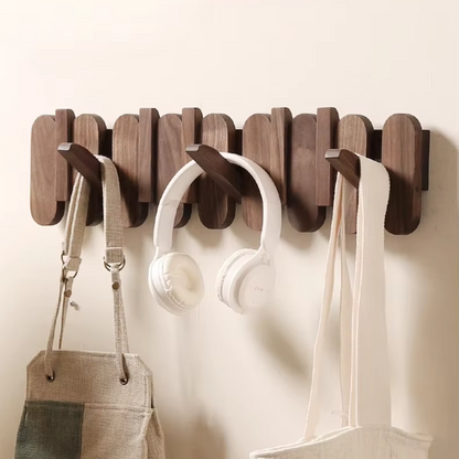 Wood Hallway Coat Rack Wall Mounted side view