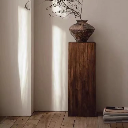 Wooden Block Side Table against a white backgroud