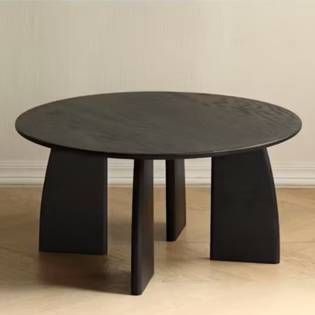 Top view of asymmetrical black coffee table