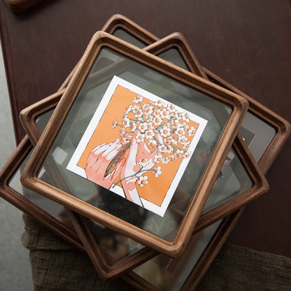 dark Walnut wooden picture frames all sizes together face down