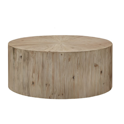 product view of reclaimed wood round coffee table